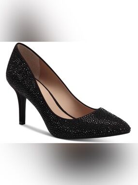 INC Rhinestone Pointed-Toe Heels Black